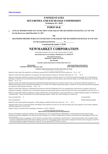 Thumbnail NewMarket Corp 10-K Annual Report 2011