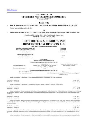 Thumbnail Host Hotels & Resorts
 10-K Annual Report 2011