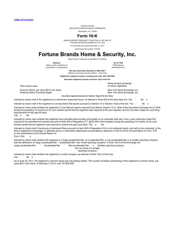 Thumbnail Fortune Brands Innovations 10-K Annual Report 2011