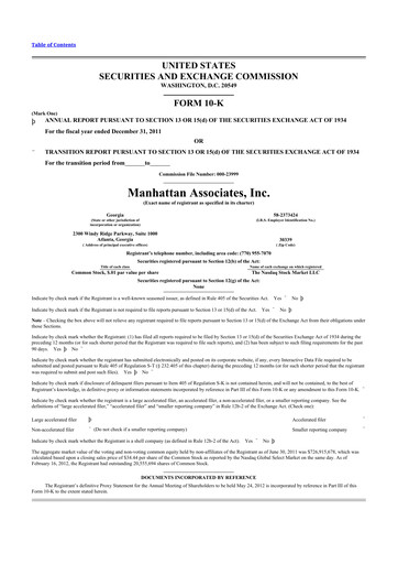 Thumbnail Manhattan Associates
 10-K Annual Report 2011