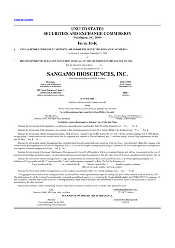 Thumbnail Sangamo Therapeutics
 10-K Annual Report 2011