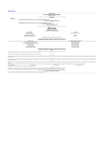 Thumbnail Comcast 10-K Annual Report 2011