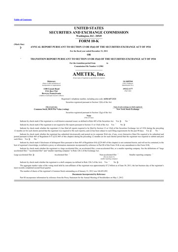 Thumbnail Ametek 10-K Annual Report 2011