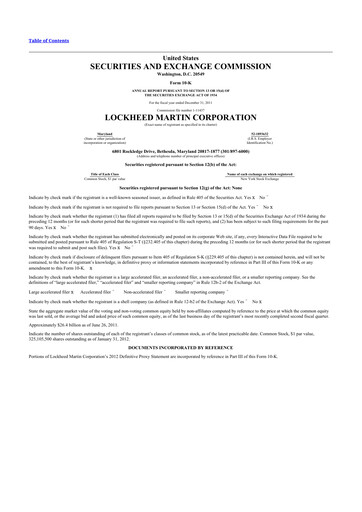 Thumbnail Lockheed Martin 10-K Annual Report 2011