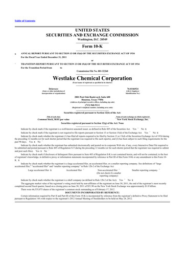 Thumbnail Westlake Corporation
 10-K Annual Report 2011