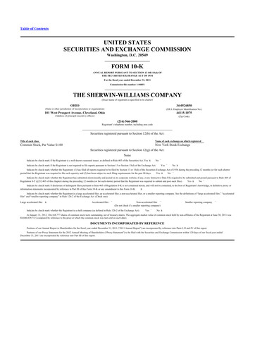 Thumbnail Sherwin-Williams 10-K Annual Report 2011