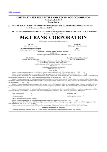 Thumbnail M&T Bank 10-K Annual Report 2011