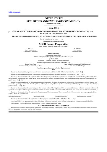 Thumbnail Acco Brands 10-K Annual Report 2011