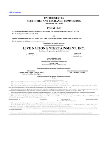 Thumbnail Live Nation
 10-K Annual Report 2011
