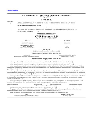 Thumbnail CVR Partners 10-K Annual Report 2011