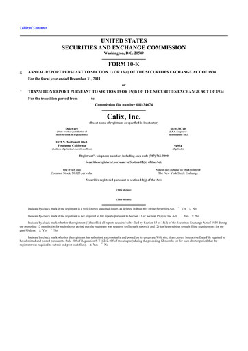 Thumbnail Calix 10-K Annual Report 2011