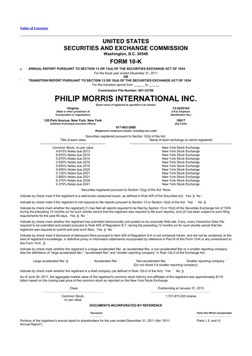 Thumbnail Philip Morris International 10-K Annual Report 2011
