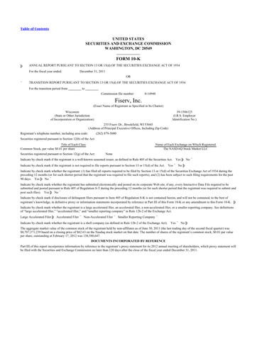 Thumbnail Fiserv 10-K Annual Report 2011