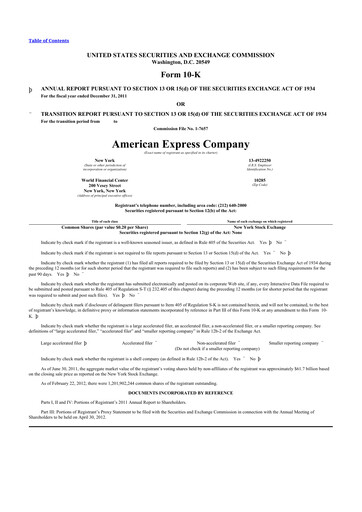 Thumbnail American Express 10-K Annual Report 2011