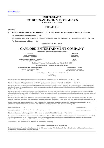 Thumbnail Ryman Hospitality Properties 10-K Annual Report 2011