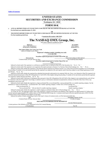 Thumbnail Nasdaq 10-K Annual Report 2011