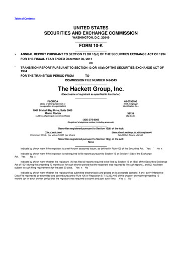 Thumbnail The Hackett Group

 10-K Annual Report 2011