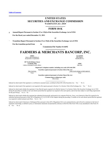 Thumbnail Farmers & Merchants Bancorp 10-K Annual Report 2011