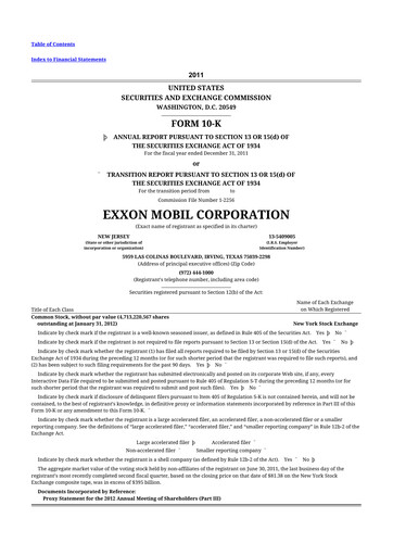 Thumbnail Exxon Mobil 10-K Annual Report 2011