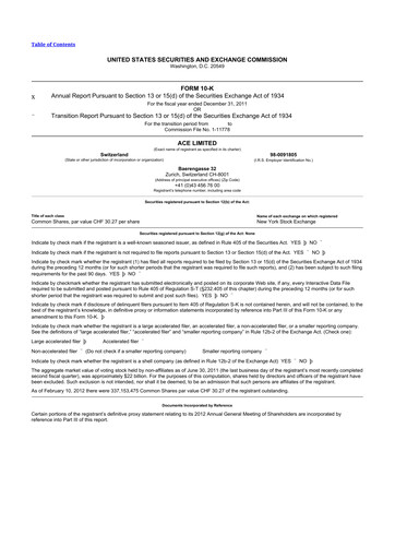 Thumbnail Chubb 10-K Annual Report 2011