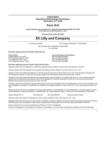 Thumbnail Eli Lilly 10-K Annual Report 2011