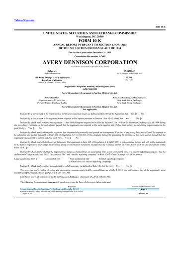Miniature Avery Dennison
 10-K Rapport annuel 2011