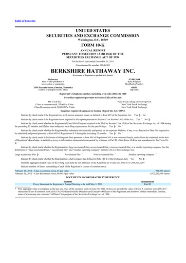 Thumbnail Berkshire Hathaway  10-K Annual Report 2011