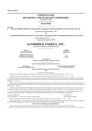 Thumbnail SandRidge Energy
 10-K Annual Report 2011