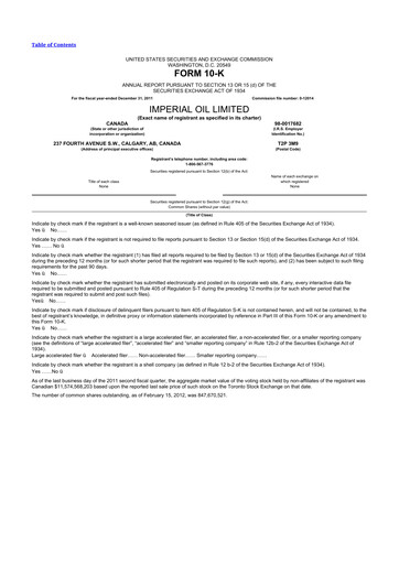 Thumbnail Imperial Oil
 10-K Annual Report 2011