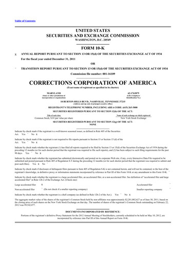Thumbnail CoreCivic 10-K Annual Report 2011
