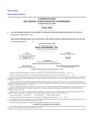 Thumbnail W&T Offshore 10-K Annual Report 2011