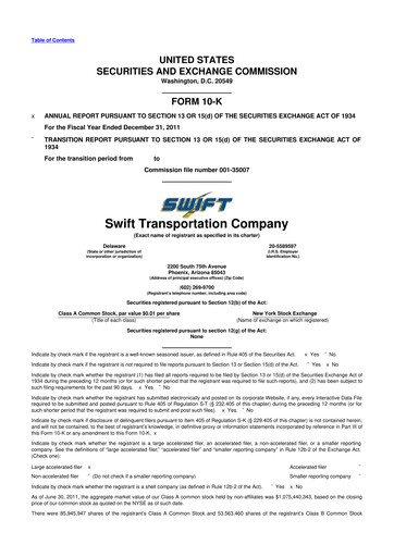 Thumbnail Knight-Swift Transportation
 10-K Annual Report 2011