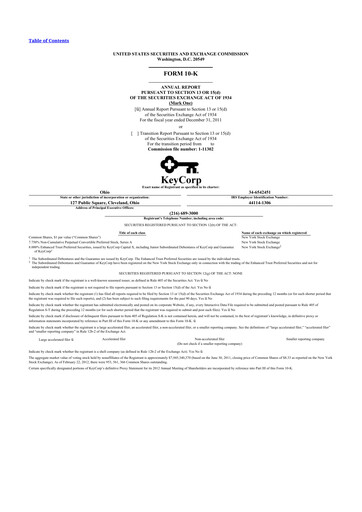 Thumbnail KeyCorp (KeyBank) 10-K Annual Report 2011