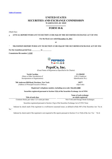 Thumbnail Pepsico 10-K Annual Report 2011