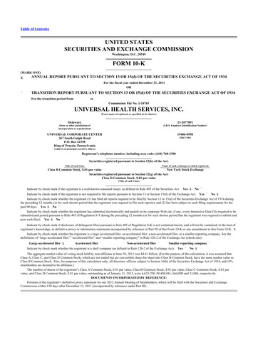 Thumbnail Universal Health Services
 10-K Annual Report 2011