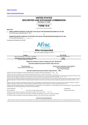 Thumbnail Aflac 10-K Annual Report 2011