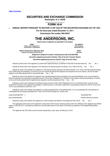 Vorschaubild The Andersons, Inc. 10-K Jahresbericht 2011