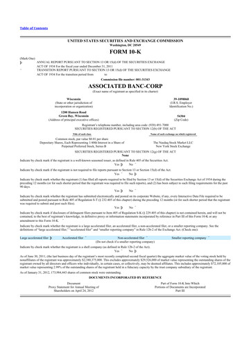 Thumbnail Associated Banc-Corp
 10-K Annual Report 2011