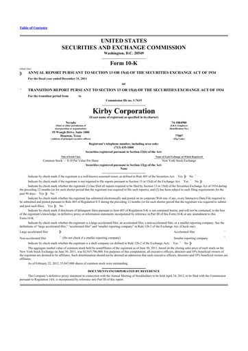 Thumbnail Kirby Corporation
 10-K Annual Report 2011