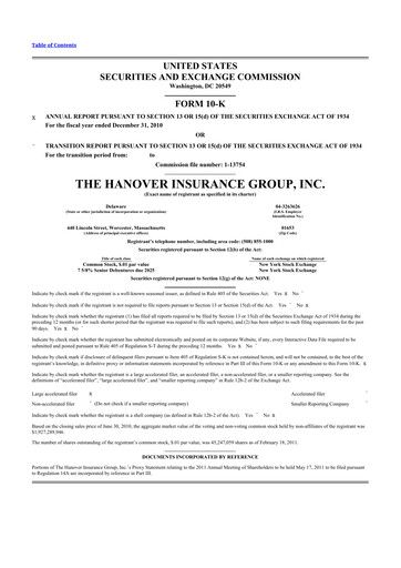 Thumbnail Hanover Insurance Group 10-K Annual Report 2010