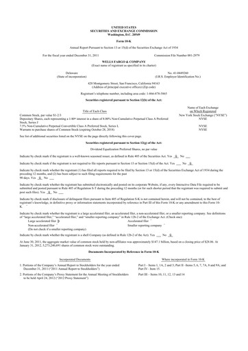 Thumbnail Wells Fargo 10-K Annual Report 2011
