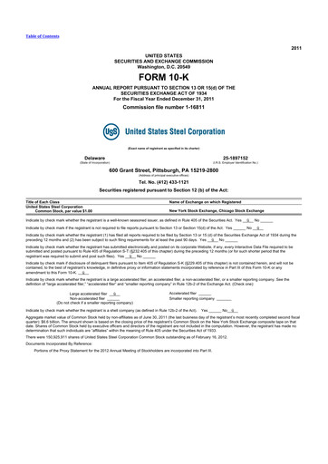 Thumbnail U.S. Steel
 10-K Annual Report 2011