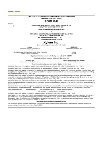 Thumbnail Xylem 10-K Annual Report 2011