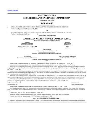 Thumbnail American Water 10-K Annual Report 2011