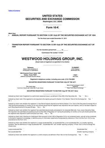 Vorschaubild Westwood Holdings Group 10-K Jahresbericht 2011