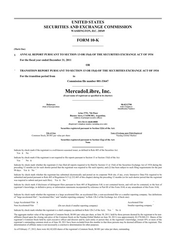 Thumbnail MercadoLibre 10-K Annual Report 2011