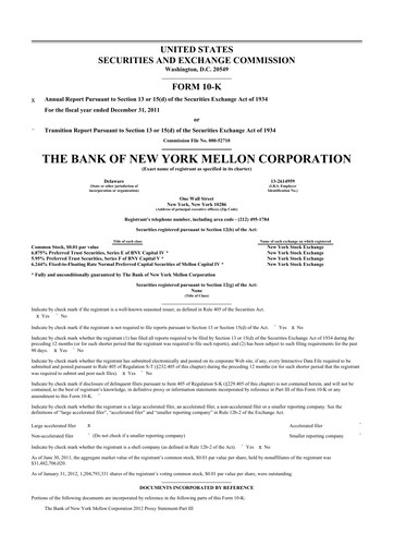 Thumbnail BNY Mellon (Bank of New York Mellon) 10-K Annual Report 2011