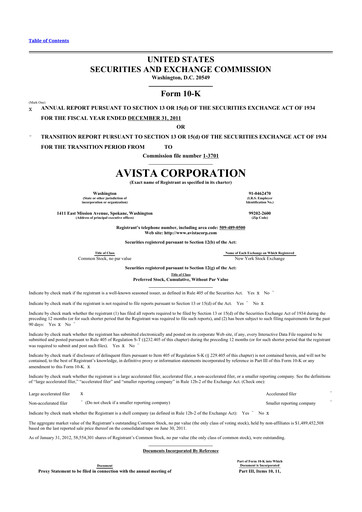 Thumbnail Avista
 10-K Annual Report 2011