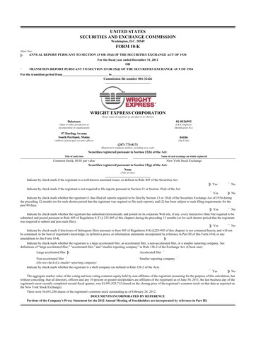 Thumbnail WEX 10-K Annual Report 2011