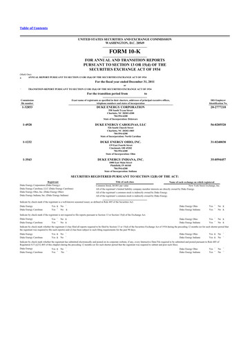 Thumbnail Duke Energy 10-K Annual Report 2011